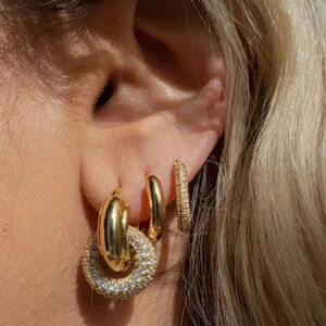 Gold and Crystal Hoop Earrings